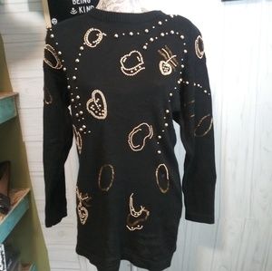 Bonnie Evans Tops | Vintage Beaded Black Sweater M